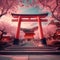 Shinto temple and torii gate in Japan