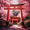 Shinto temple and torii gate in Japan