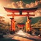 Shinto temple and torii gate in Japan