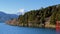 Shinto Torii gate and mount Fuji on Hakone lake Ashi, traditional nature tourism