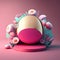 Shiny 3D Stage with Eggs and Flowers for Easter Product Showcase