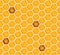 Shiny amber honey comb and bees seamless pattern design. Vector