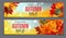 Shiny Autumn Leaves Sale Banner. Business Discount Card. Vector