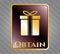 Shiny badge with gift box icon and Obtain text inside EPS10