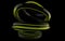 Shiny black abstract spiral form with green glowing stripes