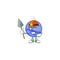 Shiny blue christmas ball cartoon with character miner