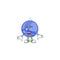 Shiny blue christmas ball cartoon with character surprised