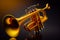 Shiny brass trumpet golden style instrument ,generative AI