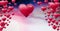 Shiny bubbly Valentines hearts with purple space universe misty background