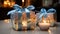 Shiny candle illuminates dark winter night, glowing gift generated by AI