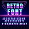Shiny Chrome Alphabet in 80s Retro Futurism Sci-Fi style. Vector Retro galaxy space font in the style of the 1980