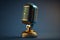 Shiny chrome condenser mic antique device ,generative AI