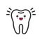 Shiny clean tooth with emotional face, cute vector icon illustration