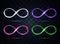 Shiny Color Infinity Symbol Set on a Dark Background. Vector