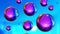 Shiny colored balls abstract background, 3d purple blue metallic glossy spheres