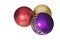 Shiny colored Christmas balls on white background