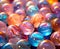 Shiny colorful rainbow glass marble balls in a Mesmerizing pattern
