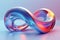 A shiny, colorful, and reflective surface with a red and orange swirl