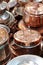 Shiny copper cookware