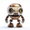 Shiny Copper Robot With Rounded Eyes On White Background