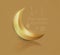 shiny crescent image on a gold background and silhouette of a linear mosque and minimal â€œramadan kareemâ€ design concept.