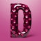 Shiny D Letter On Pink With Dots - Pop Art Clipart In Dark Maroon