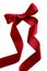 Shiny decorative red satin ribbon with bow on white background,