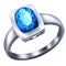 Shiny diamond ring. Silver ring with blue brilliant for wedding, propose, anniversary