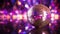 Shiny disco ball reflects vibrant nightlife celebration generated by AI