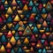 Shiny and energy-filled abstract triangles on a black background (tiled)