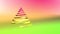 A shiny festive ribbon forms a Christmas tree symbol that rotates. 3d render of Christmas bright composition. Seamless