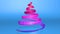 A shiny festive ribbon forms a Christmas tree symbol that rotates. 3d render of Christmas bright juicy composition