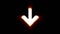 Shiny fire arrow down icon fly in center flickers with rgb spectrum colors.