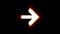 Shiny fire arrow right icon fly in center flickers with rgb spectrum colors.