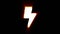 Shiny fire lightning icon fly in center flickers with rgb spectrum colors.