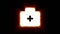 Shiny fire medkit icon fly in center flickers with rgb spectrum colors.
