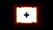 Shiny fire medkit icon fly in center flickers with rgb spectrum colors.