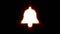 Shiny fire ring bell icon fly in center flickers with rgb spectrum colors.