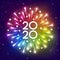 Shiny fireworks on rainbow starry sky background for 2020 New Year design