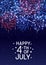 Shiny fireworks on starry sky background for Independence day design