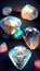Shiny gemstones diamonds crystals abstract background. Beautiful luxury wallpaper