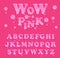 Shiny, glazed pink alphabet design. Melting font.