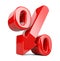 Shiny and glossy percent symbol with arrow down. Ð¡oncept of the