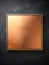 Shiny glossy square, bronze color, geometric background.