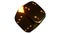 Shiny gold dice on white background.