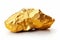 shiny gold nugget gleaming on white background, symbol of wealth, Generative AI