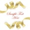 Shiny gold satin ribbon on white background