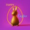 Shiny golden bunny egg purple pink neon light 3d rendering Contemporary creative minimalist style pop-art greeting card.