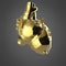 Shiny golden cyborg techno heart with shiny golden details and colored glass indicators,