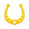 Shiny golden horseshoe vector flat icon